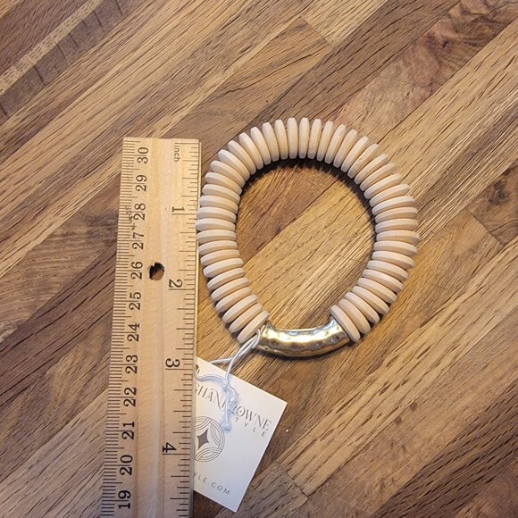 Meghan Browne Style Lola Ivory Natural Wood Stackable Bracelet - Picture 6 of 13